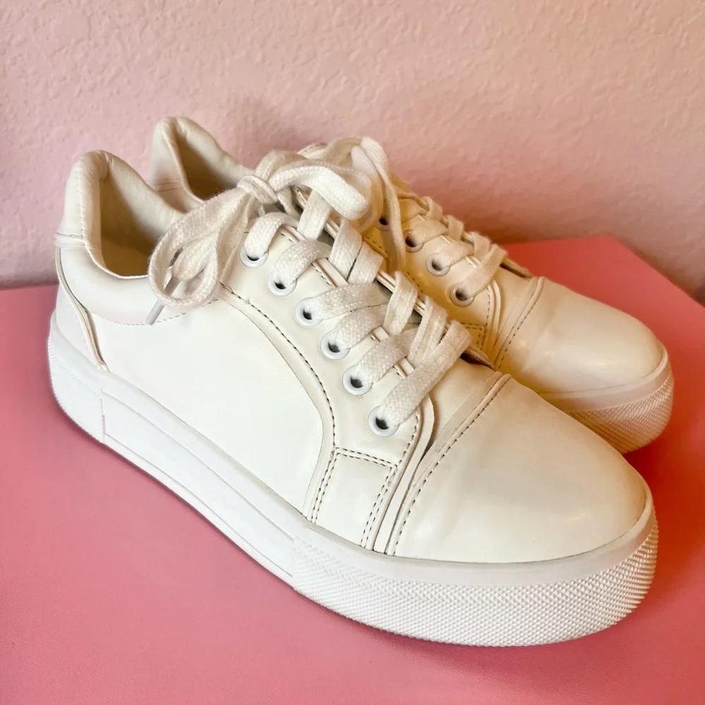 Pipping White Platform Faux Leather Sneakers